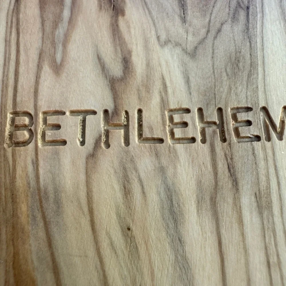 Jerusalem Holy Bible Small Natural Olive Wood Bethlehem Gilded Edges TBN Red